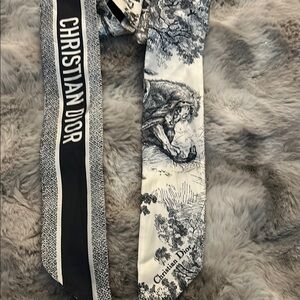 Dior blue and white skinny scarf